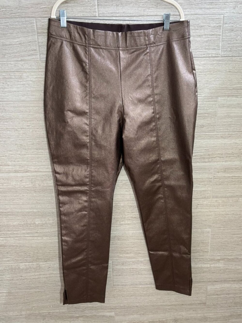 NWT Hue Bronze Coated Hi-Rise Cigarette Pant Jeggings Size XL